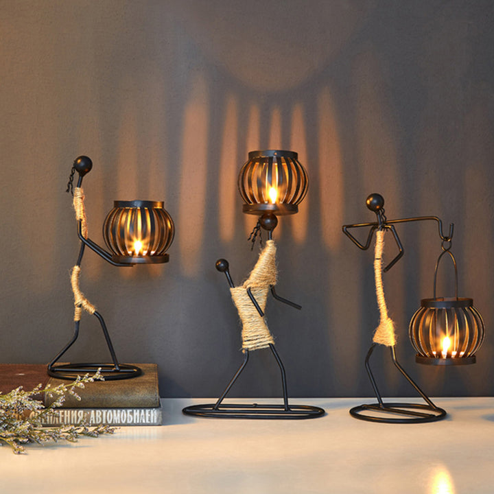 Abstract African Man Candle Holders